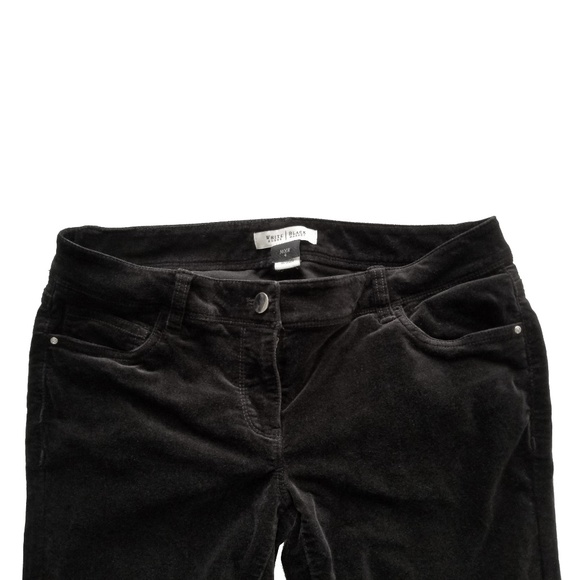 WHBM Black Velour Noir Slim Leg Pants 4 - Picture 4 of 5